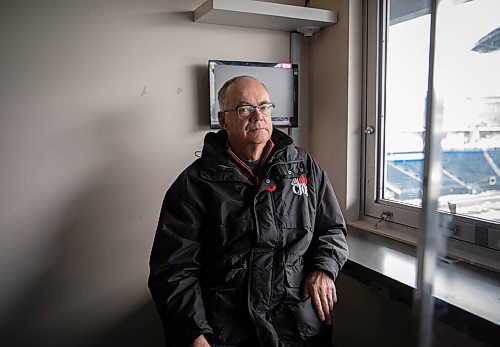 JESSICA LEE / WINNIPEG FREE PRESS

Bob Irving, 71, is photographed on December 2, 2021 in his broadcast booth at IG Field. He has been calling the Bombers games for CJOB since 1973 and retires on Sunday.

Reporter: Ben











