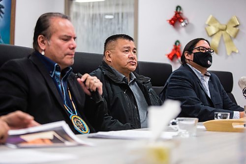 MIKAELA MACKENZIE / WINNIPEG FREE PRESS

God's Lake councillor Phillip Kanabe reacts to the final IIU report on the shooting of Stewart Andrews in Winnipeg on Thursday, Dec. 2, 2021. For Katie May story.
Winnipeg Free Press 2021.