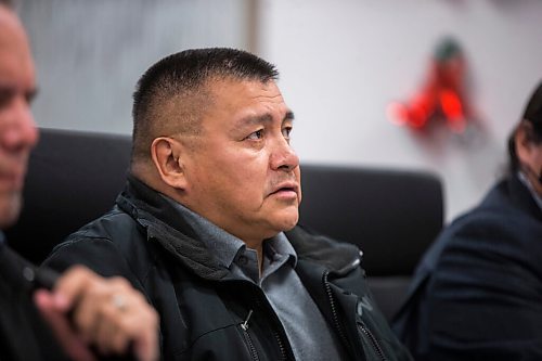 MIKAELA MACKENZIE / WINNIPEG FREE PRESS

God's Lake councillor Phillip Kanabe reacts to the final IIU report on the shooting of Stewart Andrews in Winnipeg on Thursday, Dec. 2, 2021. For Katie May story.
Winnipeg Free Press 2021.