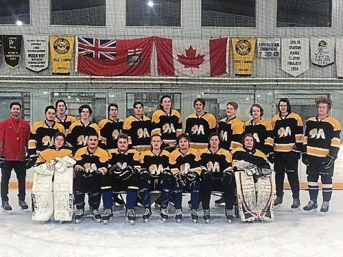 Canstar Community News Dec. 1, 2021 - Darren Wiechern, Macdonald Swarm head coach (left) said the team is starting to build solid chemistry throughout the lineup. Tightening up defensively will go a long way in cleaning up the little mistakes in close games according to the coach. (SUPPLIED PHOTO)
