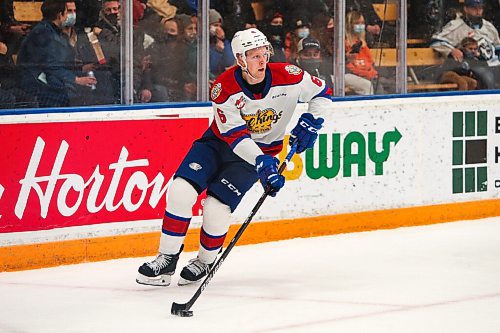 Daniel Crump / Winnipeg Free Press. Edmonton Oil Kings defenseman Luke Prokop brings the puck around the net. The Winnipeg Ice take on the Edmonton Oil Kings at Wayne Fleming arena in Winnipeg. The Ice currently sit in first place atop the Chloroformed standing, while the Oil Kings are just below in second place. December 8, 2021.