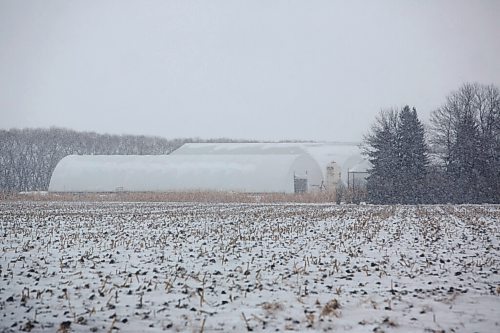 MIKE DEAL / WINNIPEG FREE PRESS
Structures on property south of Winkler, MB, close to the U.S. border.
211208 - Wednesday, December 08, 2021.