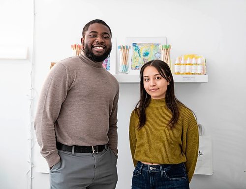 JESSICA LEE / WINNIPEG FREE PRESS

Paul Sogeke, 25, (left) and Sholeth Choquette, 22, are two Asper School of Business graduates who opened Seduta Art, an art shop in the Exchange District. They are photographed on December 9, 2021.












