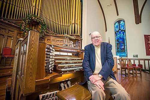 MIKAELA MACKENZIE / WINNIPEG FREE PRESS

Don Menzies, who is resuming his organ recital this year, poses for a portrait at Westminster United Church in Winnipeg on Friday, Dec. 10, 2021. For Brenda story.
Winnipeg Free Press 2021.