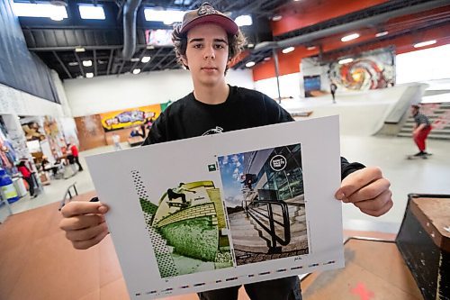 Daniel Crump / Winnipeg Free Press. Jackson Toone, creator of the Dont Waste Time skateboarding zine, holds up a proof copy of the issue #5 front and back prior to the launch party at The Edge Skatepark in downtown Winnipeg on Saturday. December 11, 2021.