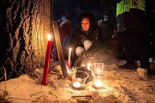 Mike Sudoma / Winnipeg Free Press
Theresa Sinclair lays down a candle for her son, Anthony Sinclair who was a victim in a fatal shooting earlier this week.
December 12, 2021
