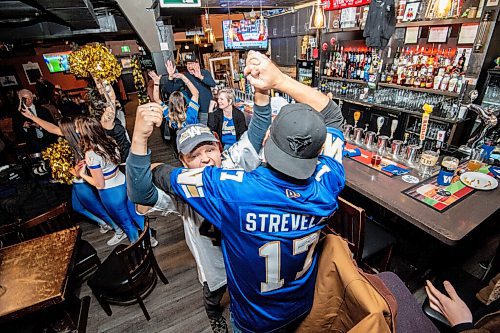 Mike Sudoma / Winnipeg Free Press
Winnipeg Blue Bombers fans rejoice at Kingshead Pub Sunday evening as the Bombers take the Hamilton Tiger Cats in overtime to win the 2021 Grey Cup
December 12, 2021