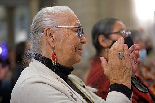 RUTH BONNEVILLE / WINNIPEG FREE PRESS

LOCAL - Ind support

Elder Mae Louise Campbell, co-founder, Clan Mothers Healing Village, attends  announcement for provincial government funding support for at-risk Indigenous Women and Girls at the Legislative Building Tuesday. 

Also in attendance: Premier Heather Stefanson Families Minister Rochelle Squires
Sport, Culture and Heritage Minister Cathy Cox Elder Billie Schibler, Clan Mothers Elders Council.

See Carol's story.

Dec14th,  2021