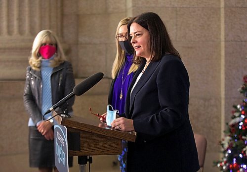 RUTH BONNEVILLE / WINNIPEG FREE PRESS

LOCAL - Ind support

Premier Heather Stefanson  speaks at  announcement for provincial government funding support for at-risk Indigenous Women and Girls at the Legislative Building Tuesday. 

Also in attendance: Families Minister Rochelle Squires
Sport, Culture and Heritage Minister Cathy Cox, Elder Mae Louise Campbell, co-founder, Clan Mothers Healing Village, Elder Billie Schibler and Clan Mothers Elders Council.

See Carol's story.

Dec14th,  2021