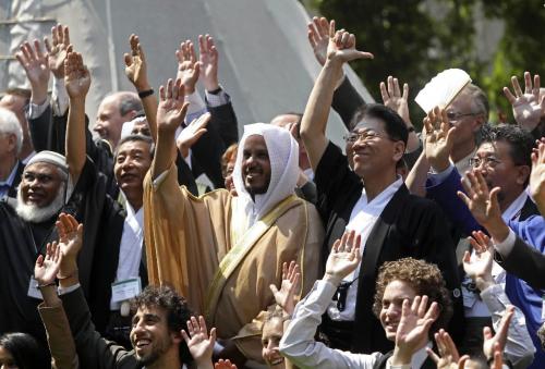 MIKE.DEAL@FREEPRESS.MB.CA 100623 - Wednesday, June 23rd, 2010 Delegates at the World Religions Summit gather for a group photo at the University of Winnipeg. See Brenda Suderman story. MIKE DEAL / WINNIPEG FREE PRESS