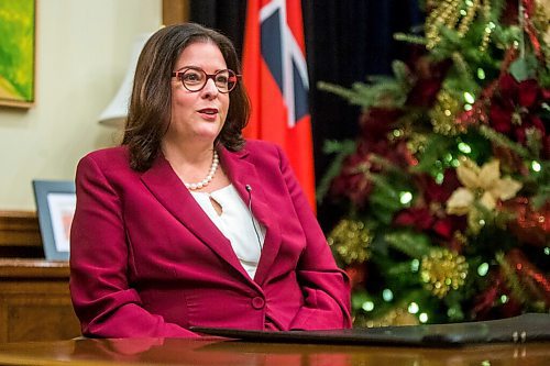 MIKAELA MACKENZIE / WINNIPEG FREE PRESS

Manitoba Premier Heather Stefanson sits with Free Press reporter Carol Sanders during a year-end interview at the Legislative Building Tuesday, December 21, 2021.
