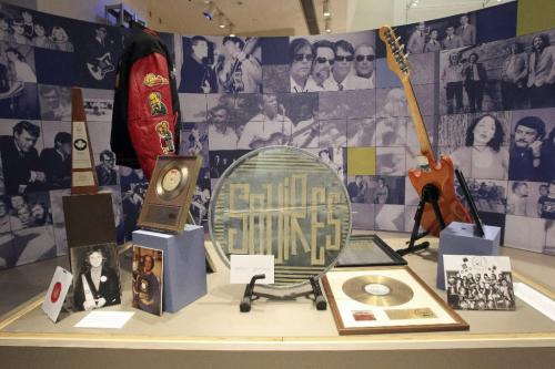 MIKE.DEAL@FREEPRESS.MB.CA 100624 - Thursday, June 24th, 2010 Shakin' all Over: The Manitoba Music Experience On display at the Manitoba Museum from July 1 - September 6, 2010. One of the Rock displays at the musuem, which includes Bob Clark's 1965 drum head from Neil Young and the Squires, Bachman-Turner Overdrive gold album Not Fragile and Fred Turner's The Simpsons jacket. MIKE DEAL / WINNIPEG FREE PRESS