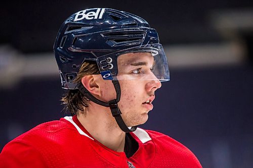 MIKAELA MACKENZIE / WINNIPEG FREE PRESS

Ville Heinola (14) skates at Jets practice at the Canada Life Centre in Winnipeg on Monday, Dec. 27, 2021.  For Mike McIntyre story.
Winnipeg Free Press 2021.