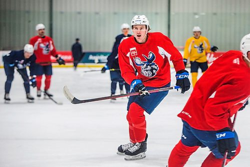 MIKAELA MACKENZIE / WINNIPEG FREE PRESS

Leon Gawanke (9) at Manitoba Moose practice at the BellMTS Iceplex in Winnipeg on Wednesday, Dec. 29, 2021. For Jason Bell story.
Winnipeg Free Press 2021.