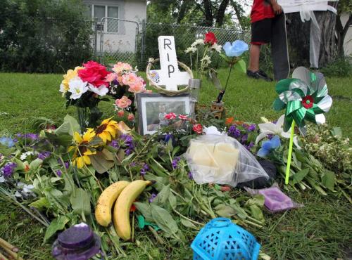 BORIS.MINKEVICH@FREEPRESS.MB.CA  100627 BORIS MINKEVICH / WINNIPEG FREE PRESS Charles and Manitoba. Memorial for kid that died. Five-year-old Kristian 'Sparky' Mercer's life was cut tragically short Friday June 25 2020 evening when he was struck by a Dr. Hook flatbed tow truck across from a busy playground at Charles Street and Manitoba Avenue. Police said the boy was riding his bike south on Charles Street at 7 p.m. when he was hit by the truck travelling westbound on Manitoba Avenue. He was killed instantly.