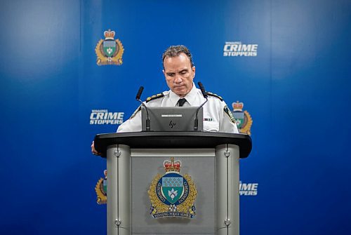 JESSICA LEE / WINNIPEG FREE PRESS

Police chief Danny Smyth gives a mostly virtual press conference on January 5, 2022 at Winnipeg Police headquarters.

Reporter: Chris









