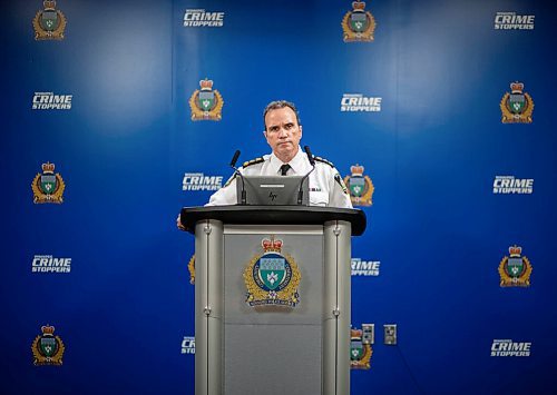 JESSICA LEE / WINNIPEG FREE PRESS

Police chief Danny Smyth gives a mostly virtual press conference on January 5, 2022 at Winnipeg Police headquarters.

Reporter: Chris









