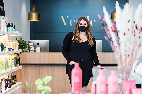 MIKAELA MACKENZIE / WINNIPEG FREE PRESS

Colleen Lamirande, Verde Salons director of education and business development, poses for a portrait at the certified carbon neutral salon in Winnipeg on Wednesday, Jan. 12, 2022. For Gabby story.
Winnipeg Free Press 2022.