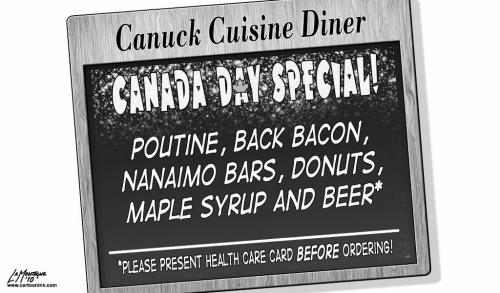 Canuck Menu - Canada Day Special Cam Cartoon for Winnipeg Free Press