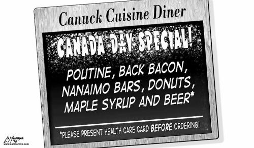 Canuck Menu - Canada Day Special Cam Cartoon for Winnipeg Free Press