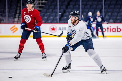 MIKAELA MACKENZIE / WINNIPEG FREE PRESS

Pierre-Luc Dubois (80) at Jets practice at the Canada Life Centre in Winnipeg on Monday, Jan. 17, 2022. For Jeff Hamilton story.
Winnipeg Free Press 2022.