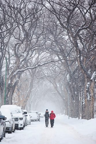 MIKAELA MACKENZIE / WINNIPEG FREE PRESS

Ahmad Alhassan (left) and Mohamad Hasan walk in the street to avoid the snowy sidewalks in Winnipeg on Tuesday, Jan. 18, 2022. Standup.
Winnipeg Free Press 2022.