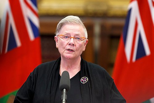 MIKE DEAL / WINNIPEG FREE PRESS
Dr. Mary-Jane Seager (pictured), provincial specialty lead, womens health along with Health Minister Audrey Gordon, Dr. Peter MacDonald, chair, Diagnostic and Surgical Recovery Task Force Steering Committee, and Dr. Ed Buchel, provincial specialty lead, surgery, as well as virtual participants, Matthew Lister, project team director, Diagnostic and Surgical Recovery Task Force, and Ian Shaw, lead, provincial health system transformation during an update from the Diagnostic and Surgical Recovery Task Force held at the Manitoba Legislative building Wednesday afternoon.
220119 - Wednesday, January 19, 2022.