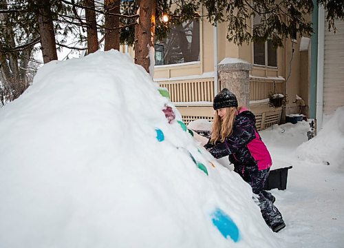 JESSICA LEE / WINNIPEG FREE PRESS

Kaya Raimbault decorates the ice castle she built with the help of her neighbour Maurice "Mo" Barriault on January 21, 2022. The neighbours froze balloons filled with water to make ice orbs.

Reporter: Melissa





