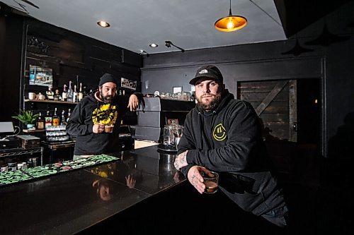 Mike Sudoma / Winnipeg Free Press
(Left to right) Dealers Choice Owners, Tyler Rogers and Abi Torquato around the bar inside of their new shop located at 111 Princess St.
January 26, 2022