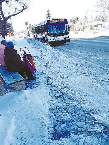 Canstar Community News Windrows and snow and ice left behind by a city plow ruined hours of work by a local resident at the bus stop near Donwood Manor two weeks ago.