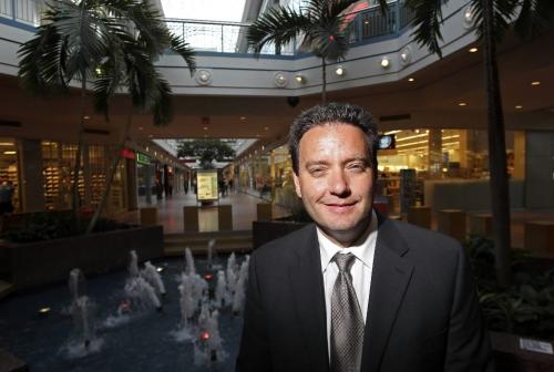 MIKE.DEAL@FREEPRESS.MB.CA 100708 - Thursday, July 08, 2010 -  Stefano Grande, executive director of the Downtown BIZ at the water-fountain in Portage Place. MIKE DEAL / WINNIPEG FREE PRESS