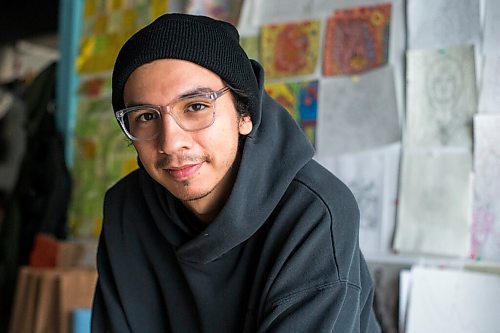 MIKAELA MACKENZIE / WINNIPEG FREE PRESS

Jordan Stranger poses for a portrait in his studio in the Exchange District in Winnipeg on Friday, Jan. 21, 2022. For Eva Wasney story.
Winnipeg Free Press 2022.