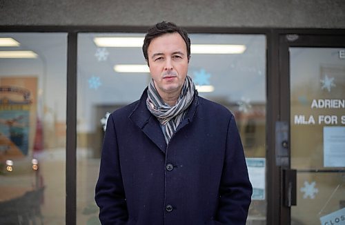 JESSICA LEE / WINNIPEG FREE PRESS

Adrien Sala, MLA for St. James, poses for a photo at his office on January 31, 2022. His office encountered aggressive threats on January 28, 2022 from an unmasked freedom convoy supporter.

Reporter: Carol




