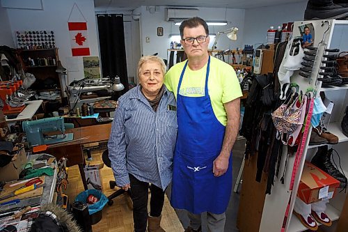 MIKE DEAL / WINNIPEG FREE PRESS
Genoveva Karapeneva and Nikolay Karapenev in their shoe repair shop Wednesday morning.
moved to Winnipeg from Bulgaria in 2016, where their only daughter (and only grandson) were already living. The couple had been in the shoe-repair biz for most of their working lives already, so after spending close to a year learning how to speak English, they opened a shop in Old St. Vital and, during the height of COVID, got their Canadian citizenship during a Zoom ceremony.
See Dave Sanderson story
220202 - Wednesday, February 02, 2022.