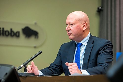 MIKAELA MACKENZIE / WINNIPEG FREE PRESS

Chief provincial public health officer Dr. Brent Roussin gives a public health order update at the Manitoba Legislative Building in Winnipeg on Wednesday, Feb. 2, 2022. Standup.
Winnipeg Free Press 2022.