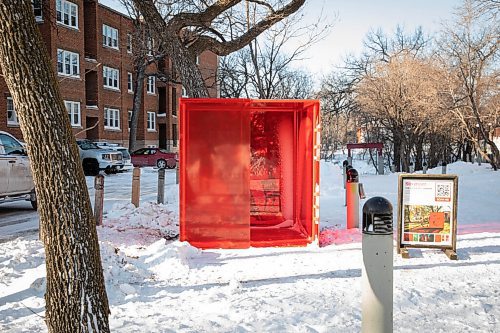 JESSICA LEE / WINNIPEG FREE PRESS

The Little Red Library is photographed at Hugo Park on February 2, 2022.

Reporter: Jen




