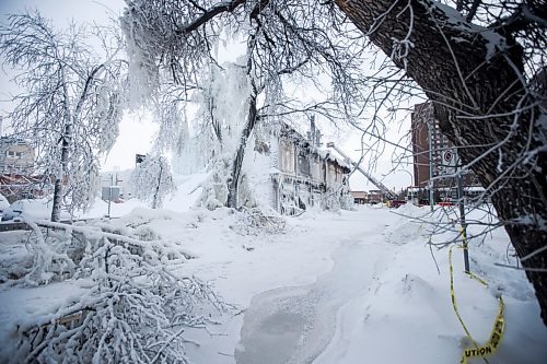 MIKAELA MACKENZIE / WINNIPEG FREE PRESS

The former location of the Celestial Church Of Christ - Redemption Parish, which was in the building destroyed by fire at Portage and Langside in Winnipeg on Thursday, Feb. 3, 2022. For John Longhurst story.
Winnipeg Free Press 2022.