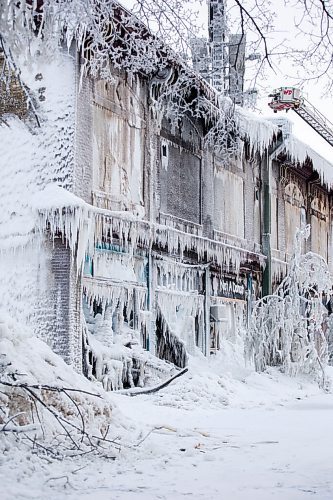 MIKAELA MACKENZIE / WINNIPEG FREE PRESS

The former location of the Celestial Church Of Christ - Redemption Parish, which was in the building destroyed by fire at Portage and Langside in Winnipeg on Thursday, Feb. 3, 2022. For John Longhurst story.
Winnipeg Free Press 2022.