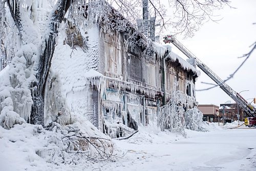 MIKAELA MACKENZIE / WINNIPEG FREE PRESS

The former location of the Celestial Church Of Christ - Redemption Parish, which was in the building destroyed by fire at Portage and Langside in Winnipeg on Thursday, Feb. 3, 2022. For John Longhurst story.
Winnipeg Free Press 2022.