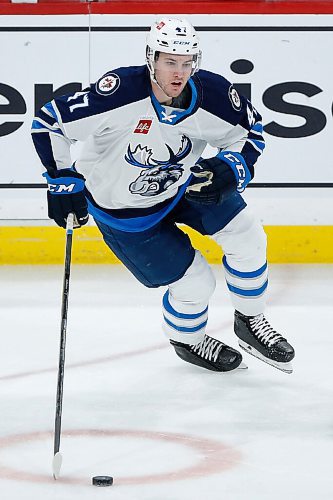 JOHN WOODS / WINNIPEG FREE PRESS
Manitoba Moose Declan Chisholm (47) plays against the Texas Stars in downtown Winnipeg, Sunday, February 6, 2022. 

Re: McIntyre