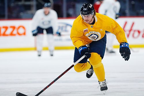 JOHN WOODS / WINNIPEG FREE PRESS
Winnipeg Jets' Nathan Beaulieu (28) at practice at their arena in downtown Winnipeg, Monday, February 7, 2022. 

Re: McIntyre