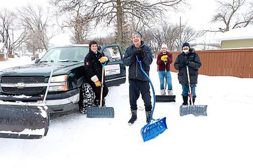 RUTH BONNEVILLE / WINNIPEG FREE PRESS

LOCAL - snow plows

Group photo of Mark's River Heights Lawn Services, owner, Mark Riddell (centre) and employees.  Names from left: Russal Sand (employee that has been working with Mark for 9 years), Jeff Nikell (rear)  and Rob Antsanen (right).

Story on a local snow plow team, Mark's River Heights Lawn Services. Feature on their day to day activities.  

Photos of the owner, Mark Riddell, working shots of staff and two customer's. 

Malak Abas
Reporter | Winnipeg Free Press

Feb 10,  2022