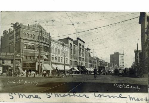 Portage & Main 1909 Ad was taken out of Freep archives and postcard off net. It was taken by George Barrowclough.  ¤  Bruce Owen  Winnipeg Free Press
