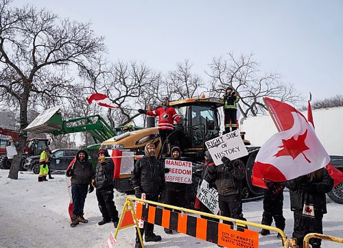 David Lipnowski / Winnipeg Free Press

Protesters attend the downtown freedom rally Saturday February 12, 2022 in downtown Winnipeg.