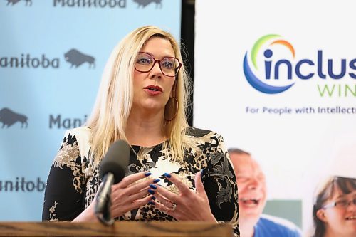 RUTH BONNEVILLE / WINNIPEG FREE PRESS

LOCAL - disabilities

Photo of Families Minister Rochelle Squires, speaking at the event.  

Manitoba Government announces new funding for Adults with disabilities Thursday.

Speaking at the event was, Families Minister Rochelle Squires, Dale Kendel, chair, Vulnerable Persons Living with a Mental Disability Task Force and  Janet Forbes, executive director, at Inclusion Winnipeg.


Feb 16,  2022