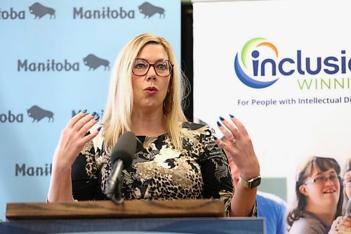 RUTH BONNEVILLE / WINNIPEG FREE PRESS

LOCAL - disabilities

Photo of Families Minister Rochelle Squires, speaking at the event.  

Manitoba Government announces new funding for Adults with disabilities Thursday.

Speaking at the event was, Families Minister Rochelle Squires, Dale Kendel, chair, Vulnerable Persons Living with a Mental Disability Task Force and  Janet Forbes, executive director, at Inclusion Winnipeg.


Feb 16,  2022
