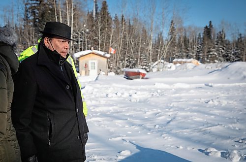 JESSICA LEE / WINNIPEG FREE PRESS

MKO Grand Chief Garrison Settee, who is from Pimicikamak Cree Nation, looks at the site of where a house formerly was on February 16, 2022 at Cross Lake. A fire occurred on February 12, 2022 and took the lives of three children: Kolby North, 17, Jade North, 13 and Reid North, 3.

Reporter: Danielle
