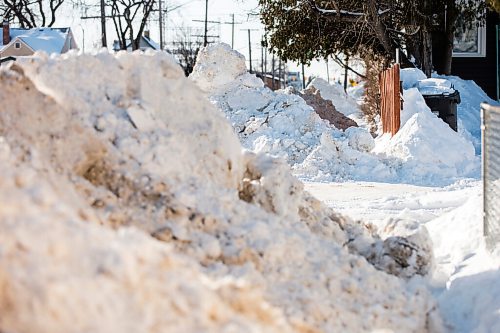 MIKAELA MACKENZIE / WINNIPEG FREE PRESS

Massive snowbanks take over the sidewalk on Saint Matthews Avenue in Winnipeg on Tuesday, Feb. 22, 2022. For Malak story.
Winnipeg Free Press 2022.