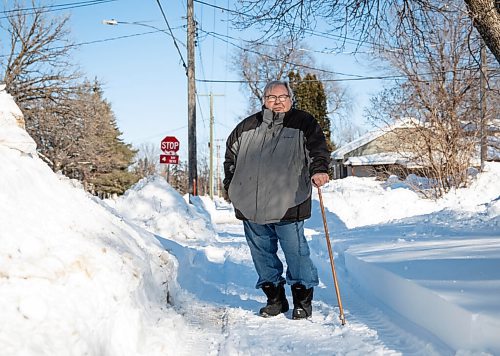 JESSICA LEE / WINNIPEG FREE PRESS

Raymond Slipetz, a legally blind man, is considering filing a human rights complaint because the citys poor sidewalk clearing has made it impossible for many disabled Winnipeggers to get around. He is photographed near his house on February 22, 2022.

Reporter: Malak
