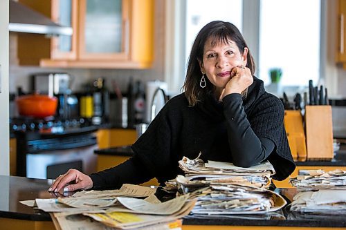 MIKAELA MACKENZIE / WINNIPEG FREE PRESS

Enid Barnes, longtime contributor and avid reader of the papers Recipe Swap column, poses for a portrait in her kitchen with her collection of recipe clippings in Winnipeg on Friday, Feb. 25, 2022. For Eva Wasney story.
Winnipeg Free Press 2022.